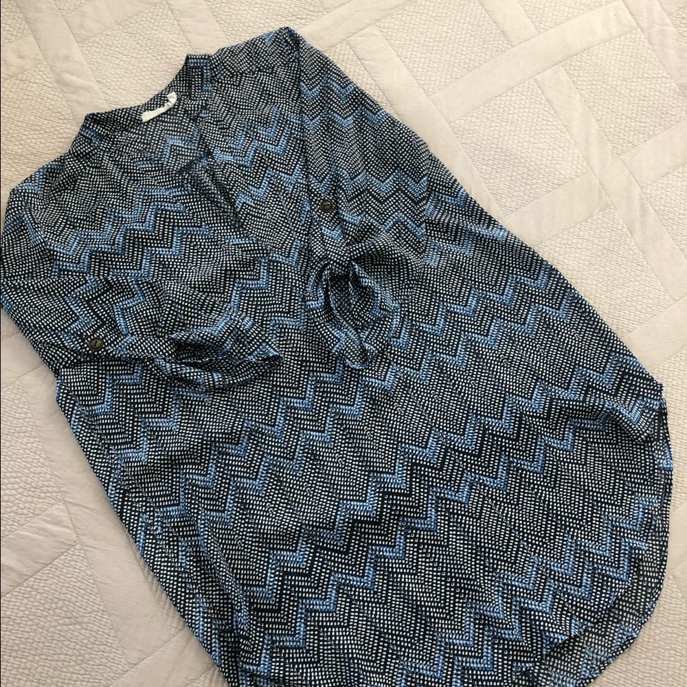 Blue and White Chevron Tunic Blouse